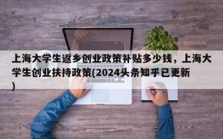 上海大学生返乡创业政策补贴多少钱，上海大学生创业扶持政策(2024头条知乎已更新）